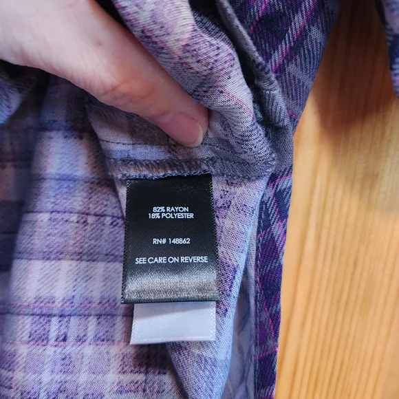 Torrid Harper Plaid Purple Women's Blouse, Size 1 - Picture 3 of 9